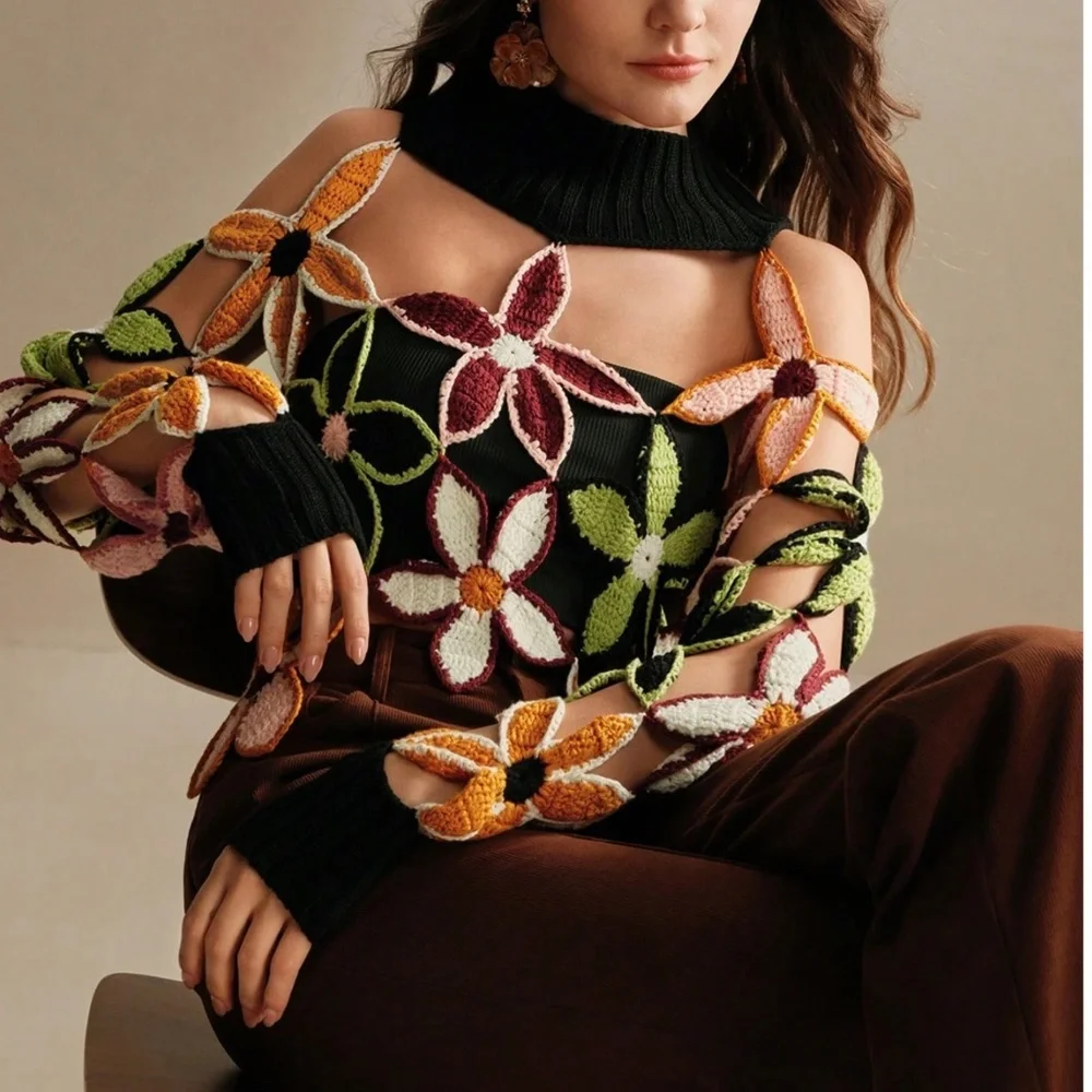 Luxe Floral Embroidered  Loose Fit Long sleeve Top - Picture 2 of 10